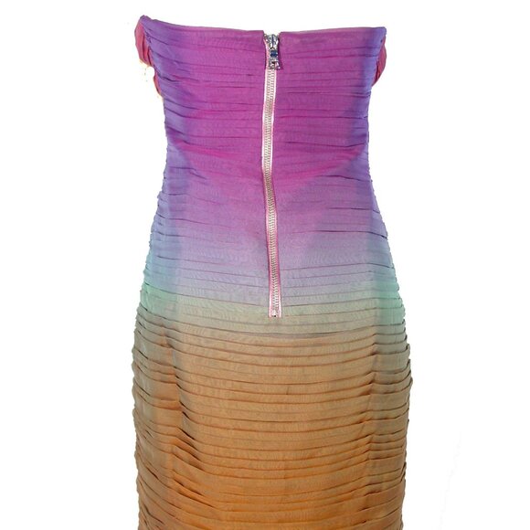 ALICE + OLIVIA Jasmine $498 Pleated Silk Ombre Strapless Bustier Mini Dress 6 - Picture 5 of 10
